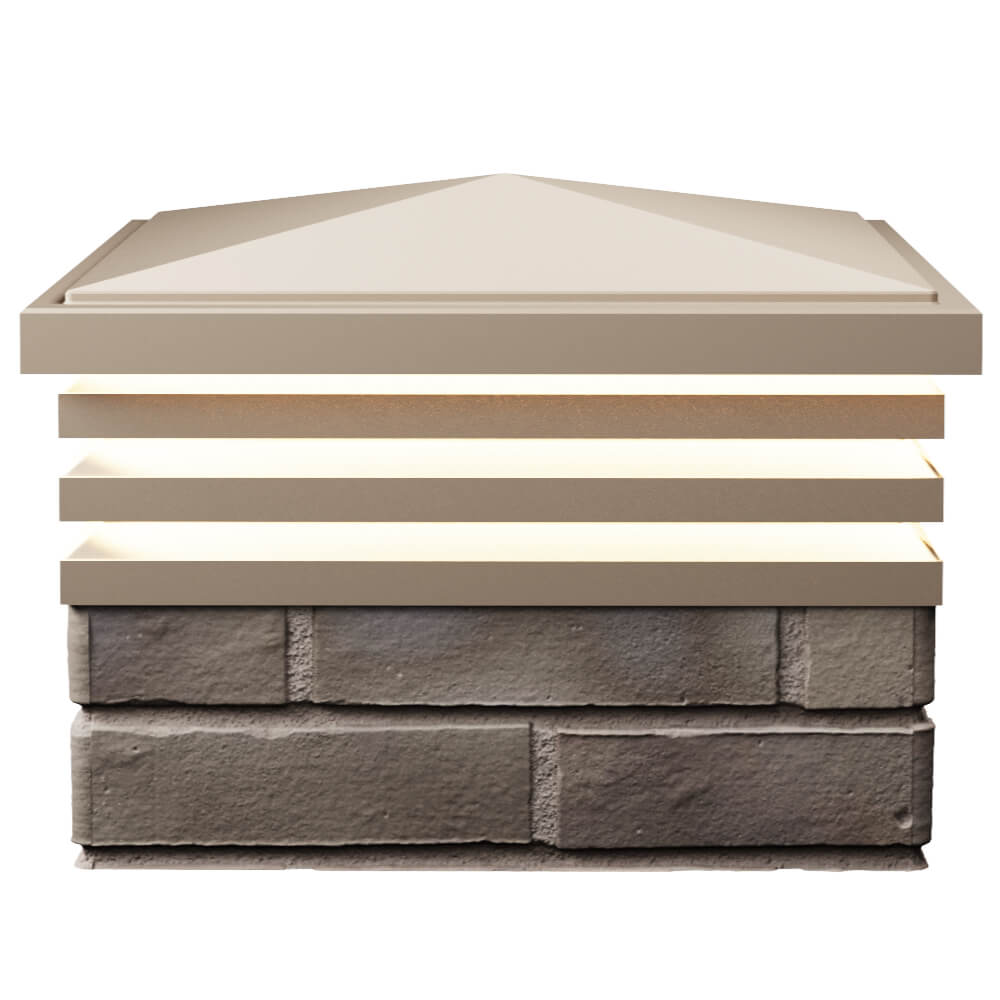 Колпак Zking Бона ХайТек Бежевый на столб 1.5х1.5 кирпича (385х385мм) с подсветкой в Брянске фото