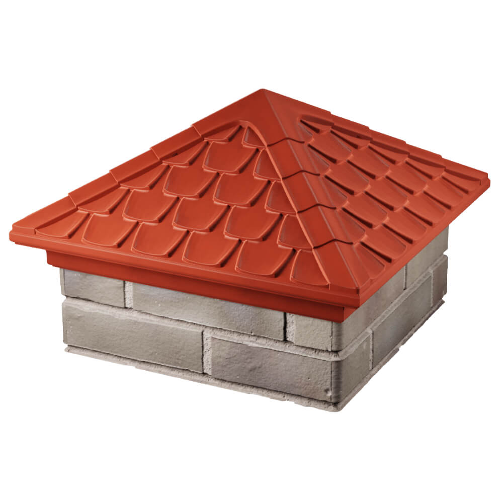 Колпак Zking Эльбрус Красный на столб 1.5х1.5 кирпича (385х385мм) в Брянске фото