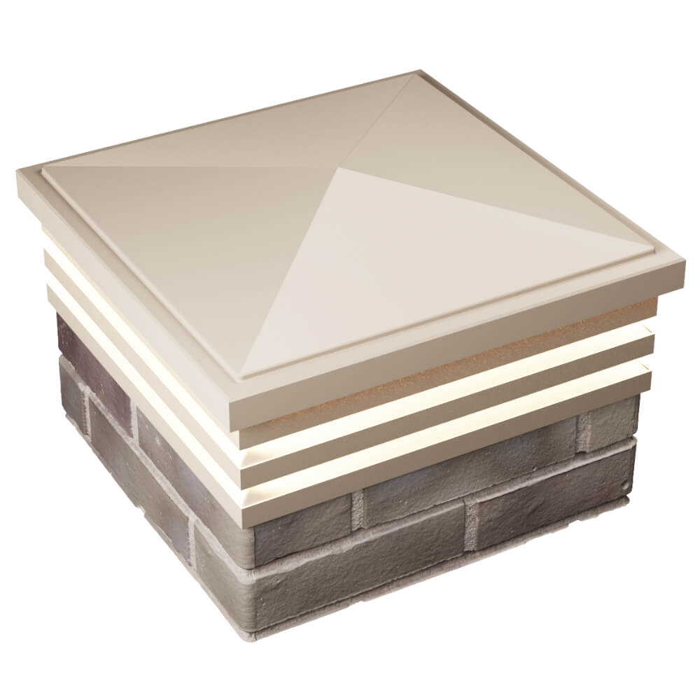 Колпак Zking Бона ХайТек Бежевый на столб 1.5х1.5 кирпича (385х385мм) с подсветкой в Брянске фото