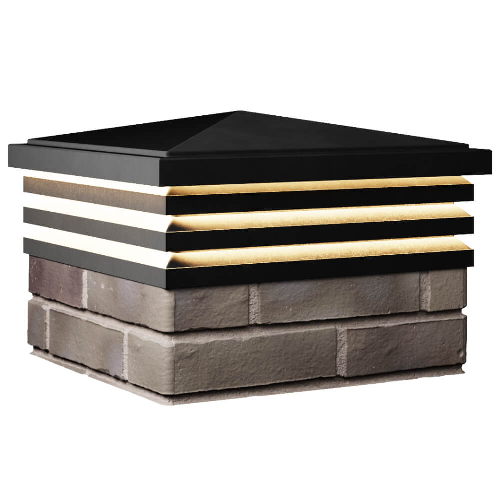 Колпак Zking Бона ХайТек Черный на столб 1.5х1.5 кирпича (385х385мм) с подсветкой в Брянске фото