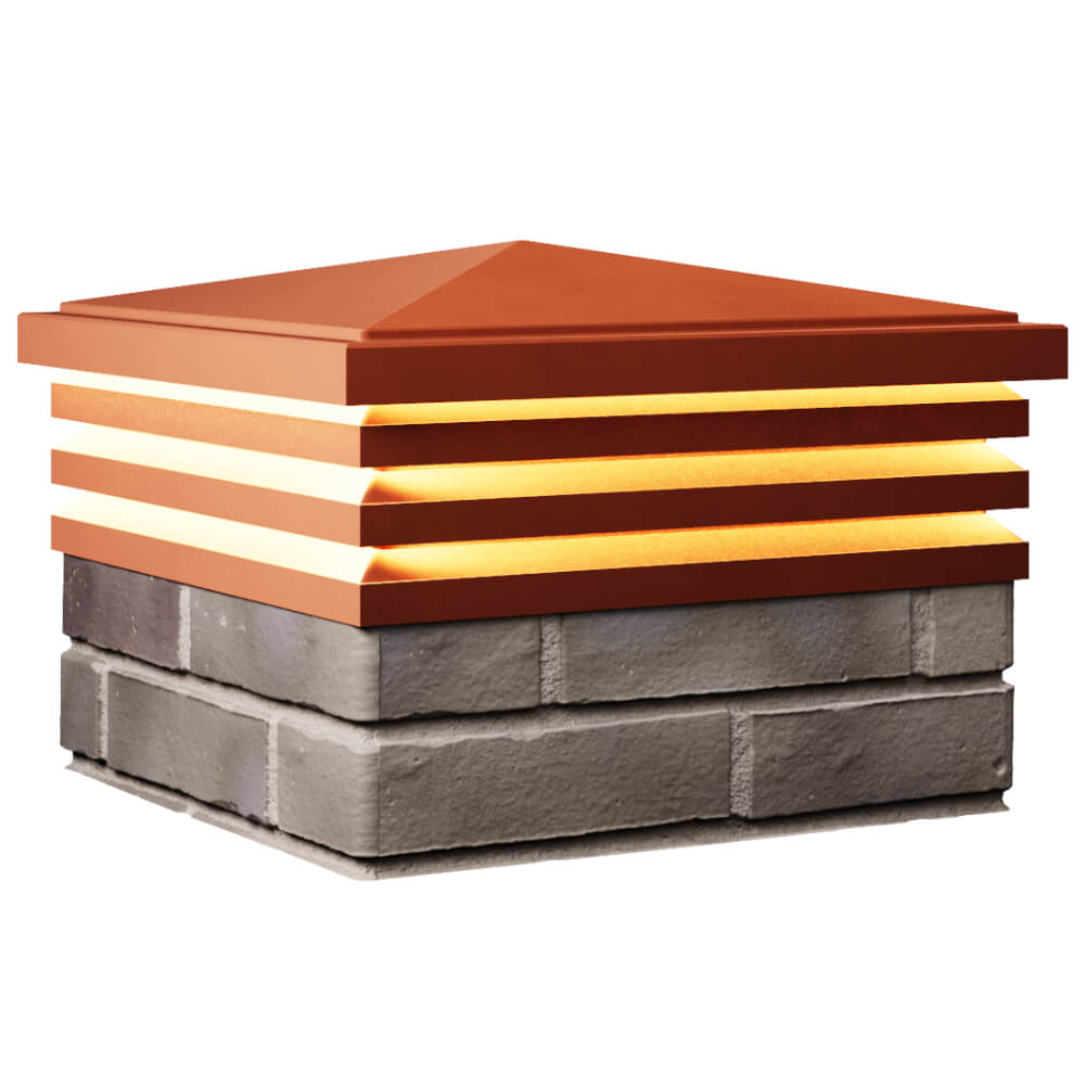 Колпак Zking Бона ХайТек Красный на столб 1.5х1.5 кирпича (385х385мм) с подсветкой в Брянске фото