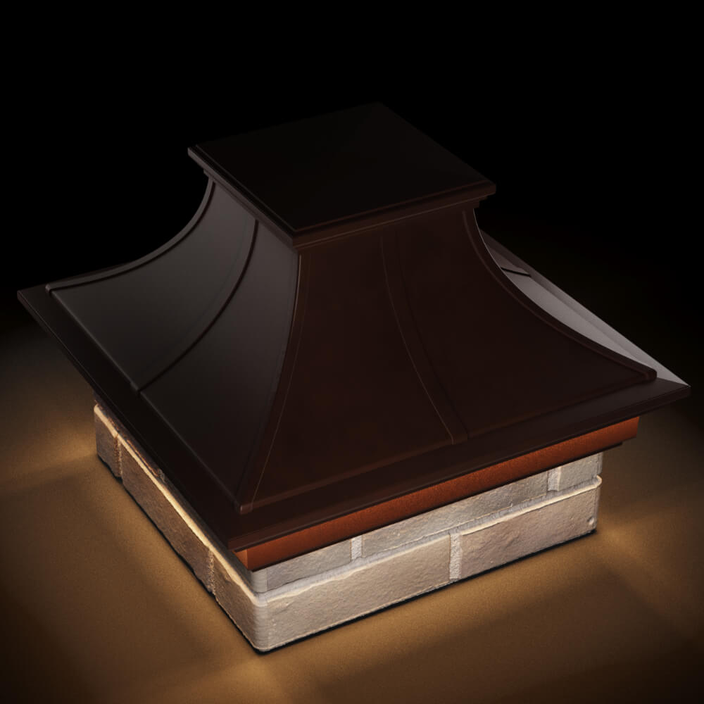 Колпак Zking Монблан Премиум Коричневый на столб 1.5х1.5 кирпича (385х385мм) с подсветкой в Брянске фото