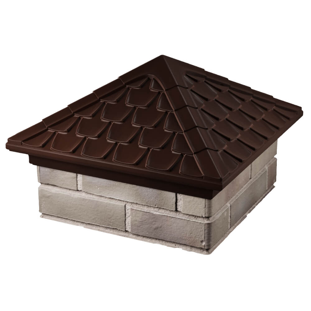 Колпак Zking Эльбрус Коричневый на столб 1.5х1.5 кирпича (385х385мм) в Брянске фото