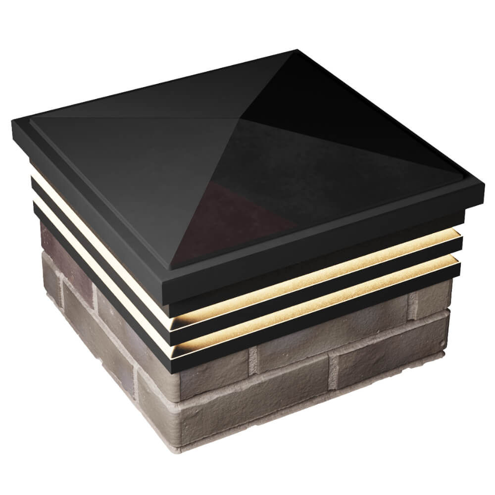 Колпак Zking Бона ХайТек Черный на столб 1.5х1.5 кирпича (385х385мм) с подсветкой в Брянске фото