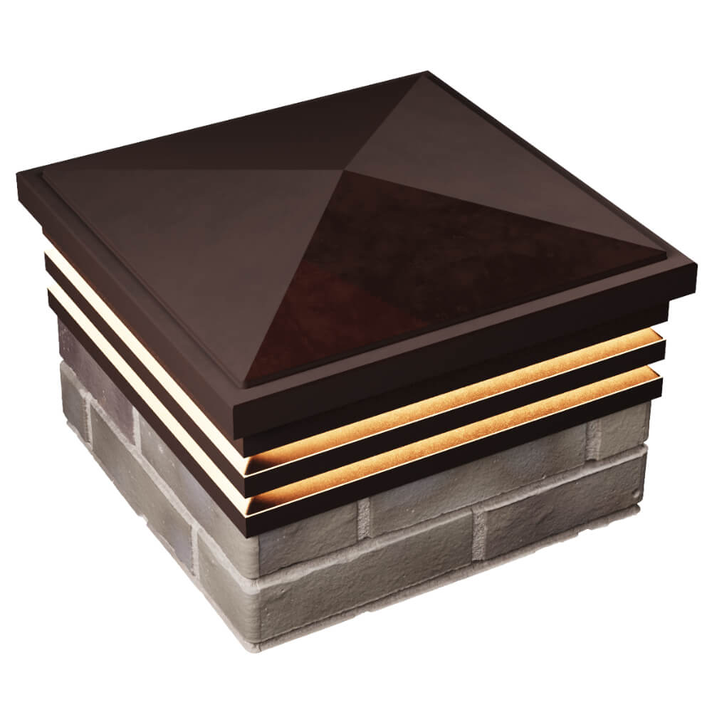 Колпак Zking Бона ХайТек Коричневый на столб 1.5х1.5 кирпича (385х385мм) с подсветкой в Брянске фото