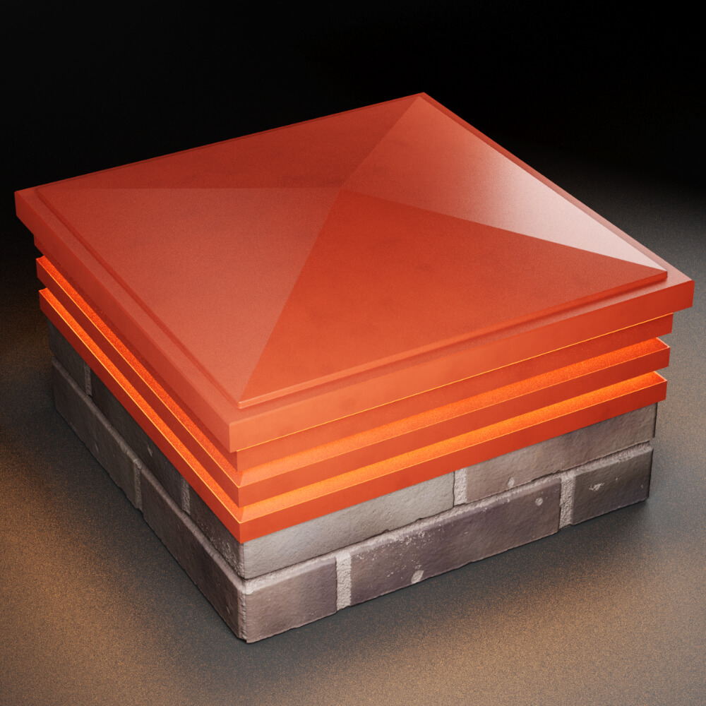 Колпак Zking Бона ХайТек Красный на столб 2х2 кирпича (513х513мм) с подсветкой в Брянске фото