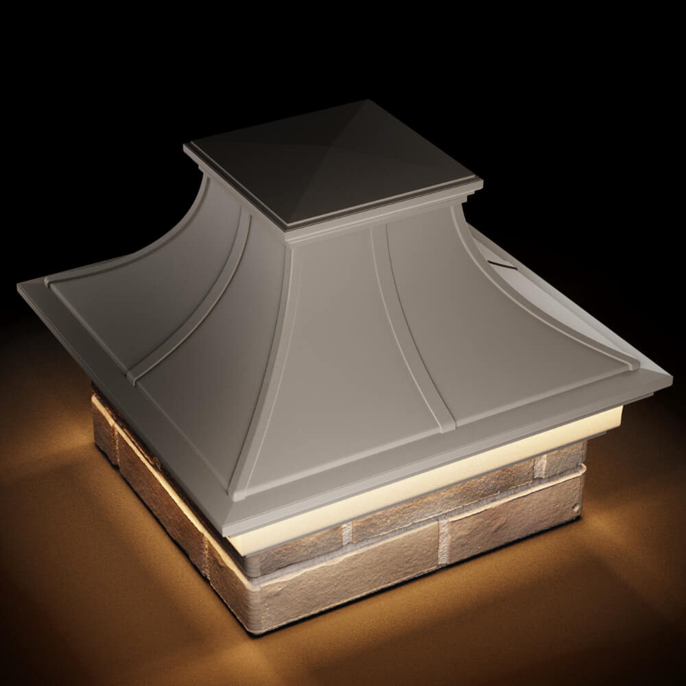 Колпак Zking Монблан Премиум Бежевый на столб 1.5х1.5 кирпича (385х385мм) с подсветкой в Брянске фото