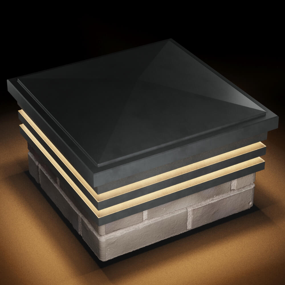 Колпак Zking Бона ХайТек Серый на столб 1.5х1.5 кирпича (385х385мм) с подсветкой в Брянске фото