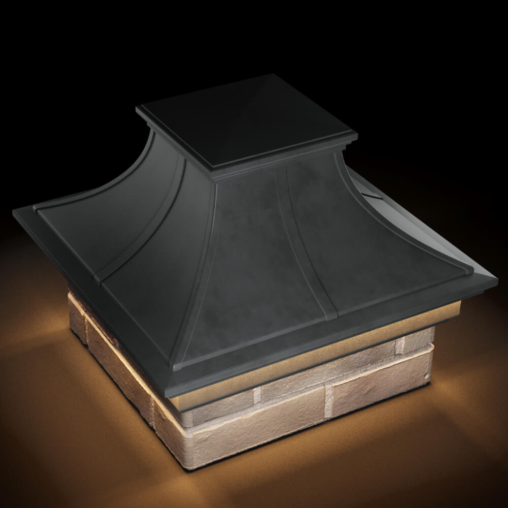 Колпак Zking Монблан Премиум Серый на столб 1.5х1.5 кирпича (385х385мм) с подсветкой в Брянске фото