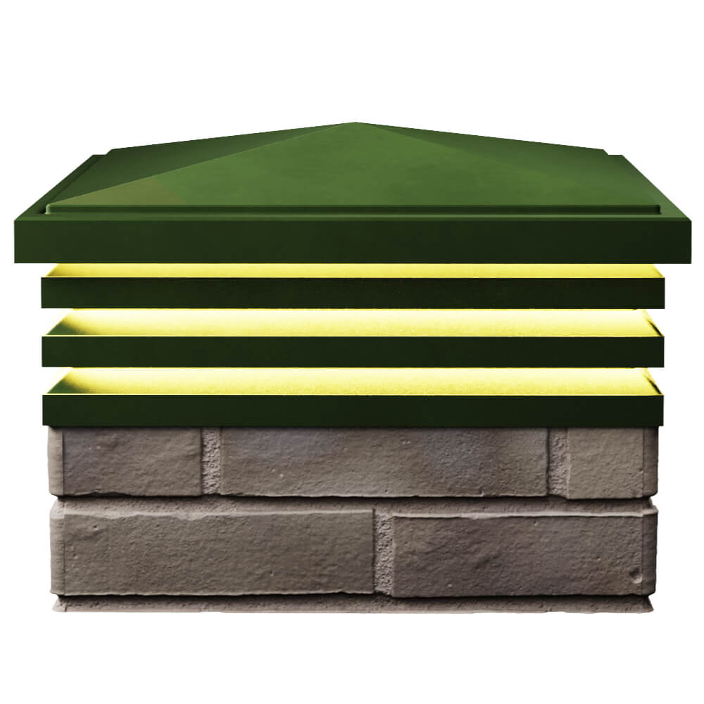 Колпак Zking Бона ХайТек Зеленый на столб 1.5х1.5 кирпича (385х385мм) с подсветкой в Брянске фото