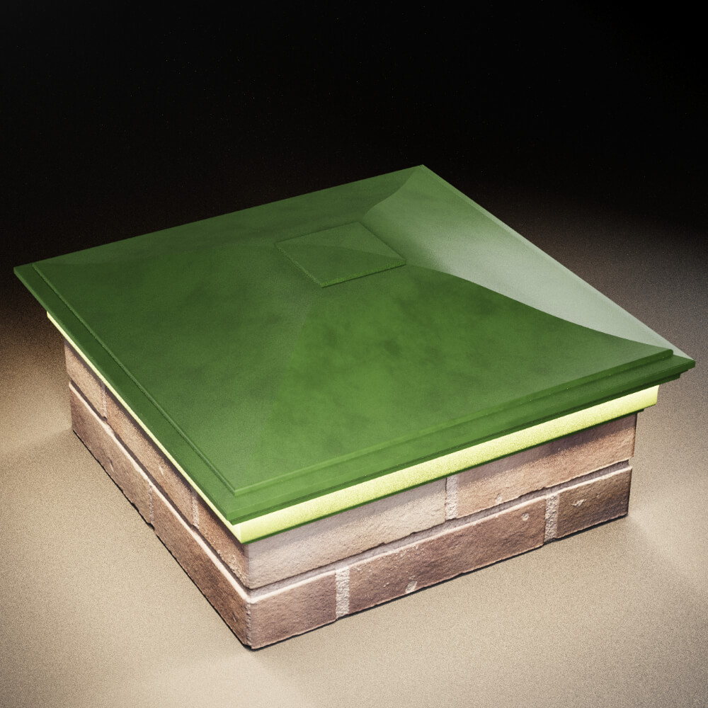 Колпак Zking Монблан Зеленый на столб 2х2 кирпича (515х515мм) c подсветкой в Брянске фото