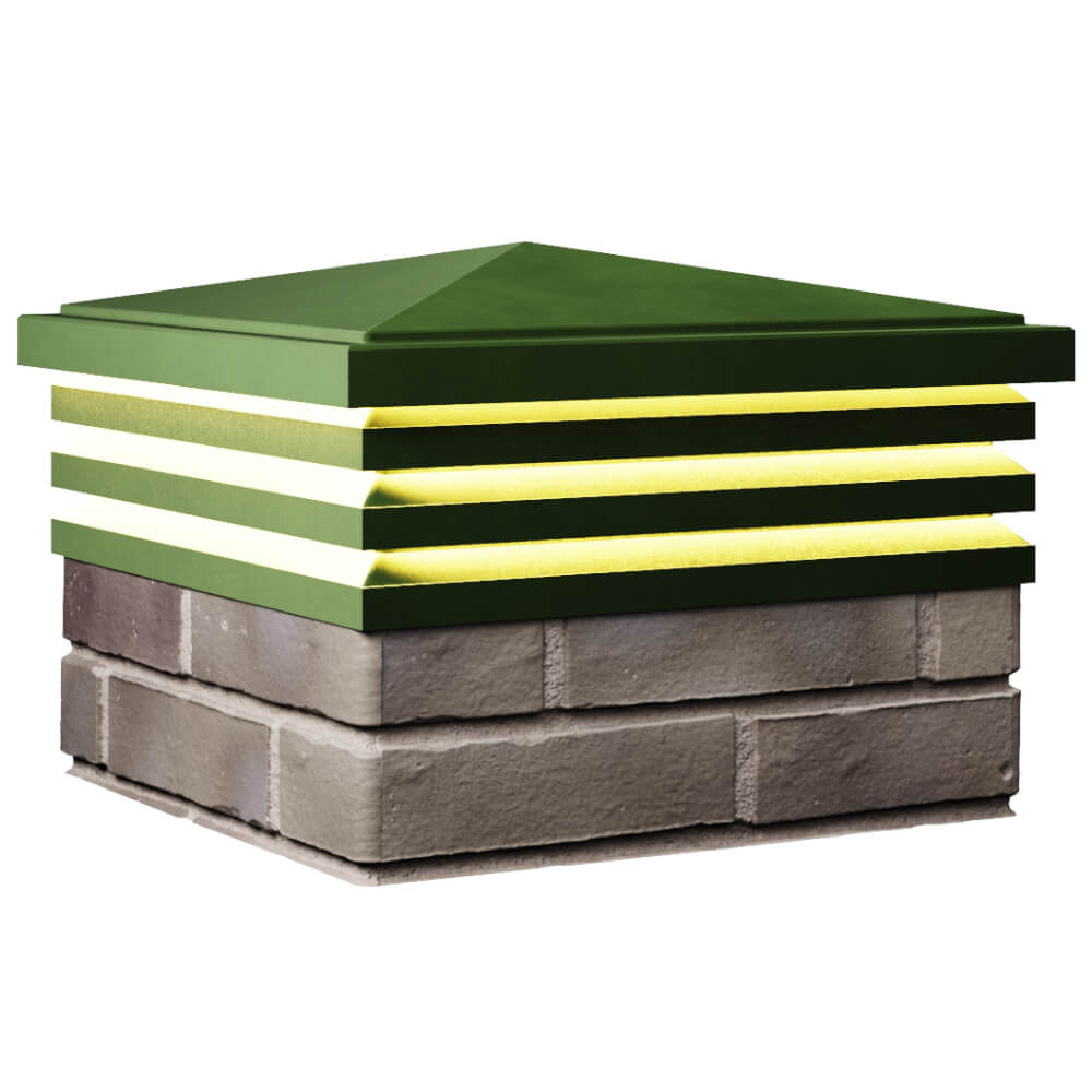 Колпак Zking Бона ХайТек Зеленый на столб 1.5х1.5 кирпича (385х385мм) с подсветкой в Брянске фото