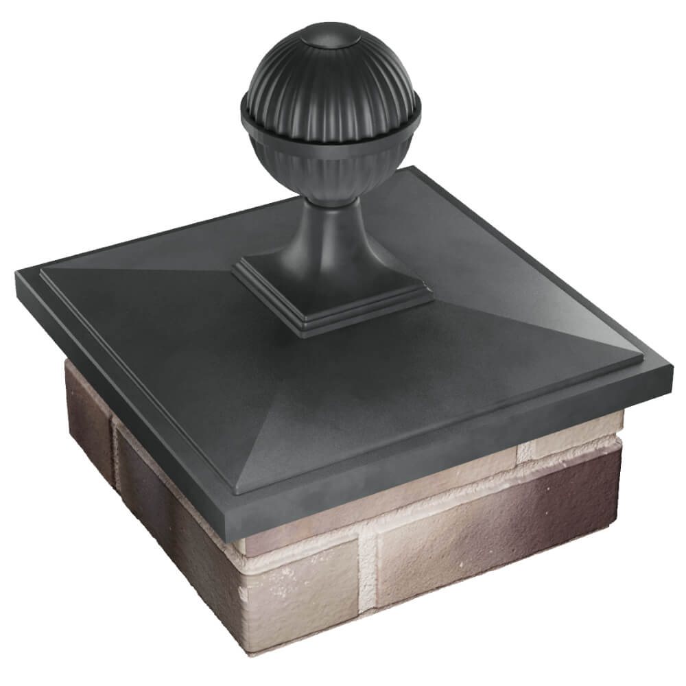 Колпак Zking БонаМоно Серый с шаром на столб 1.5х1.5 кирпича (385х385, 400х400мм) в сборе в Брянске фото