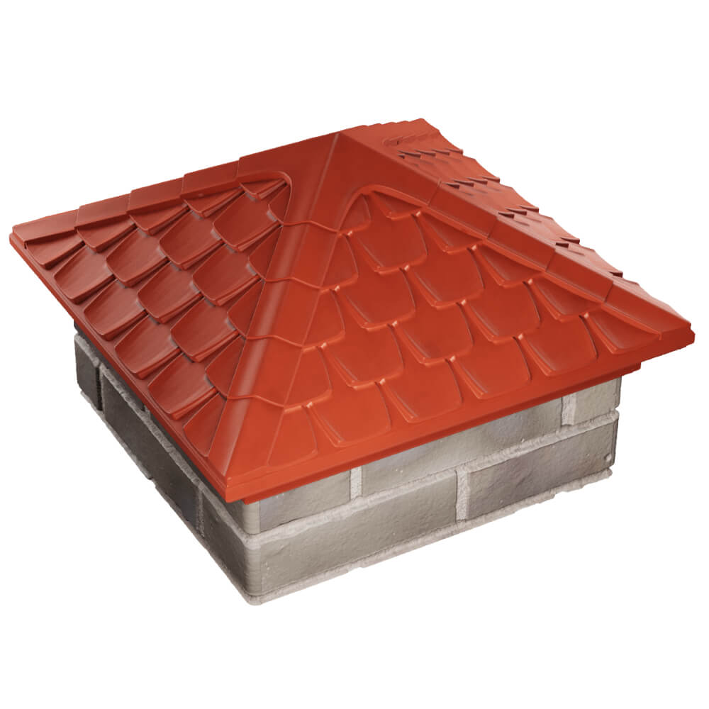 Колпак Zking Эльбрус Красный на столб 1.5х1.5 кирпича (385х385мм) в Брянске фото