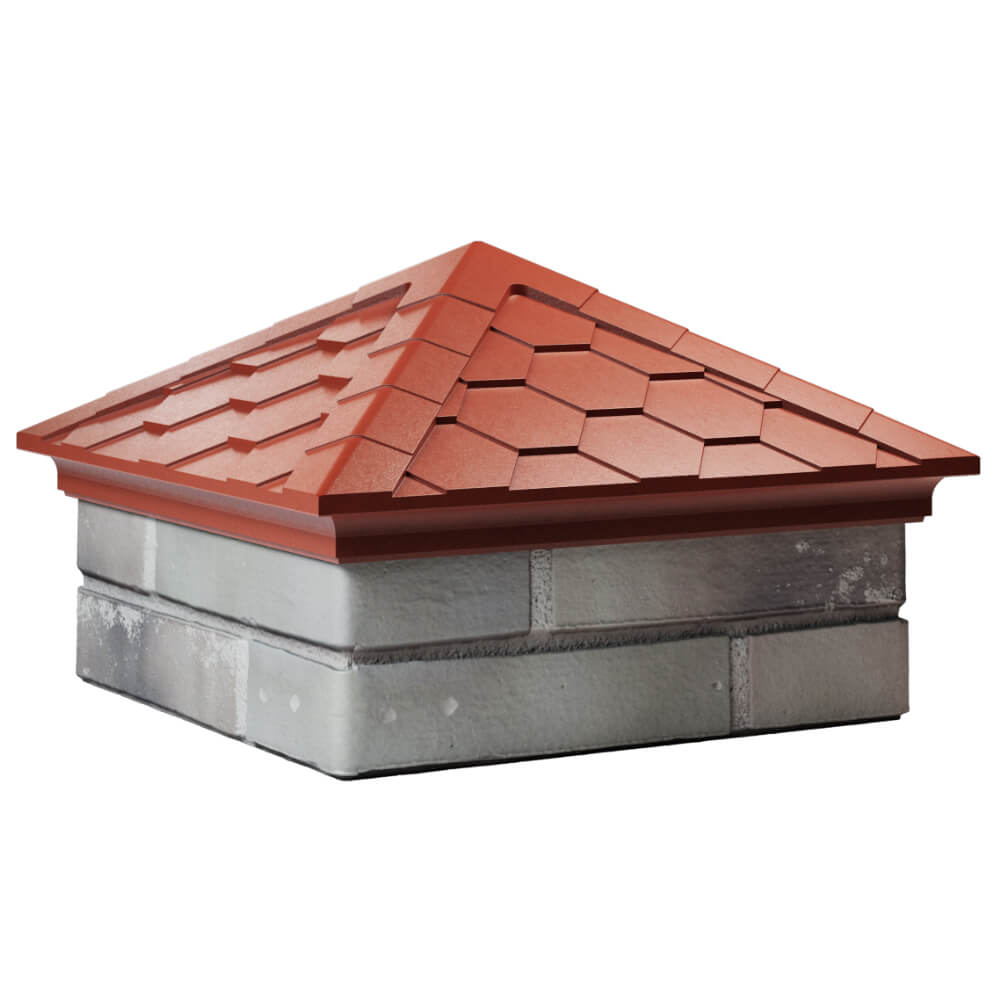 Колпак Zking Эверест Красный на столб 1.5х1.5 кирпича (390х390мм) в Брянске фото