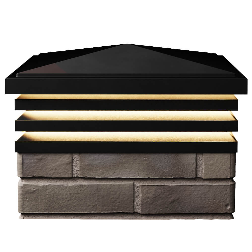 Колпак Zking Бона ХайТек Черный на столб 1.5х1.5 кирпича (385х385мм) с подсветкой в Брянске фото