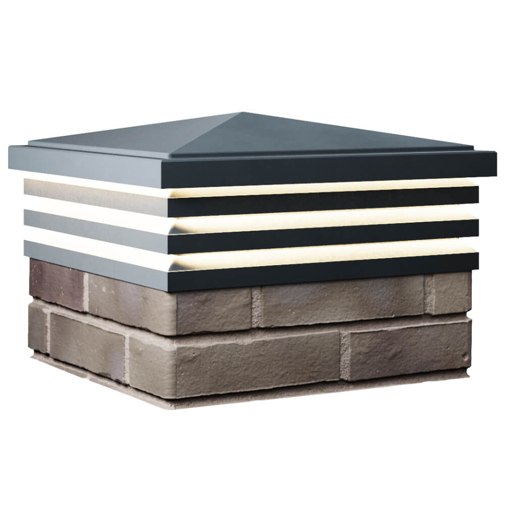 Колпак Zking Бона ХайТек Серый на столб 1.5х1.5 кирпича (385х385мм) с подсветкой в Брянске фото