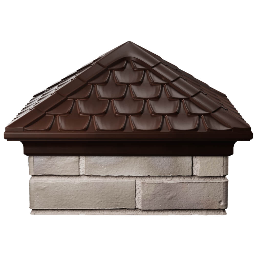 Колпак Zking Эльбрус Коричневый на столб 1.5х1.5 кирпича (385х385мм) Брянск фото