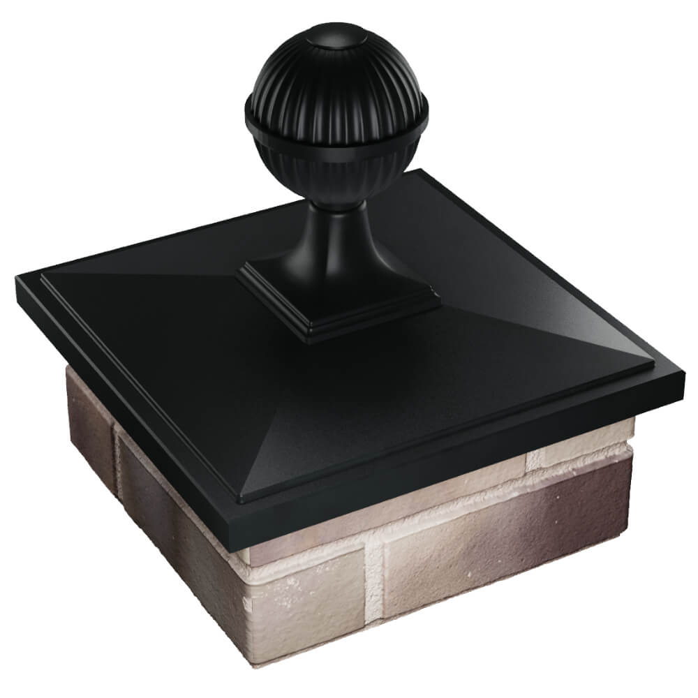 Колпак Zking БонаМоно Черный с шаром на столб 1.5х1.5 кирпича (385х385, 400х400мм) в сборе в Брянске фото