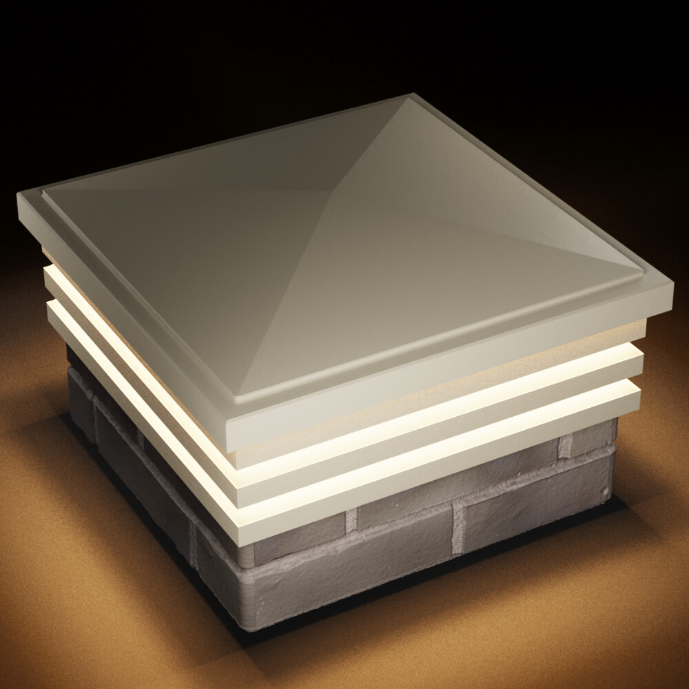 Колпак Zking Бона ХайТек Бежевый на столб 1.5х1.5 кирпича (385х385мм) с подсветкой в Брянске фото