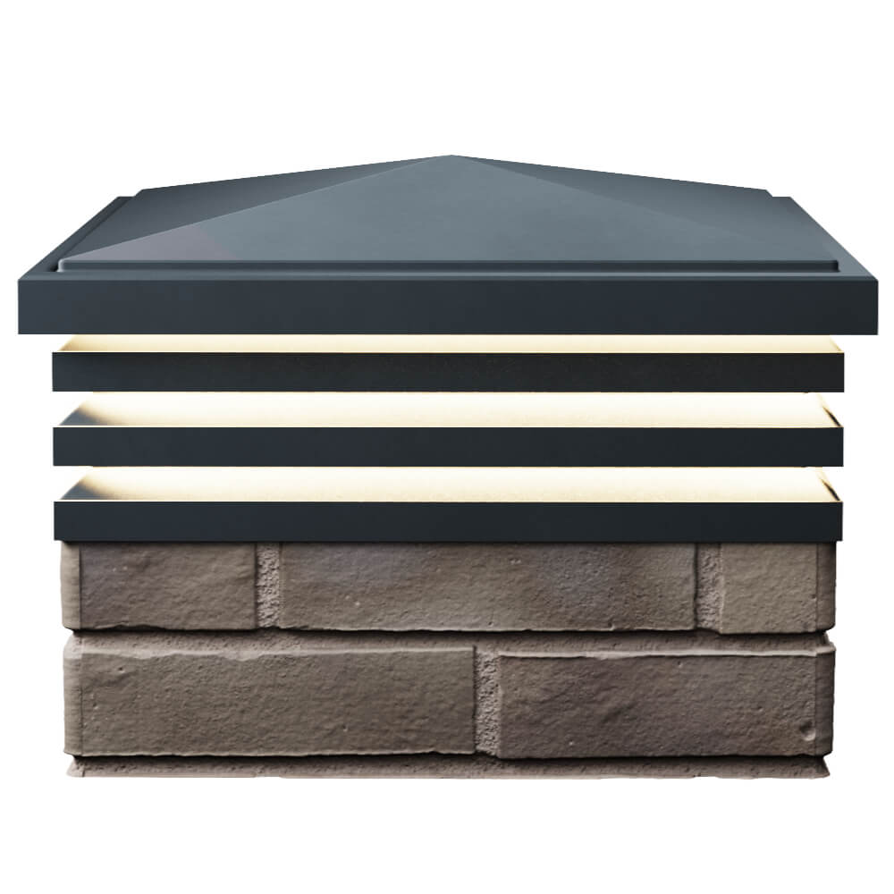 Колпак Zking Бона ХайТек Серый на столб 1.5х1.5 кирпича (385х385мм) с подсветкой в Брянске фото