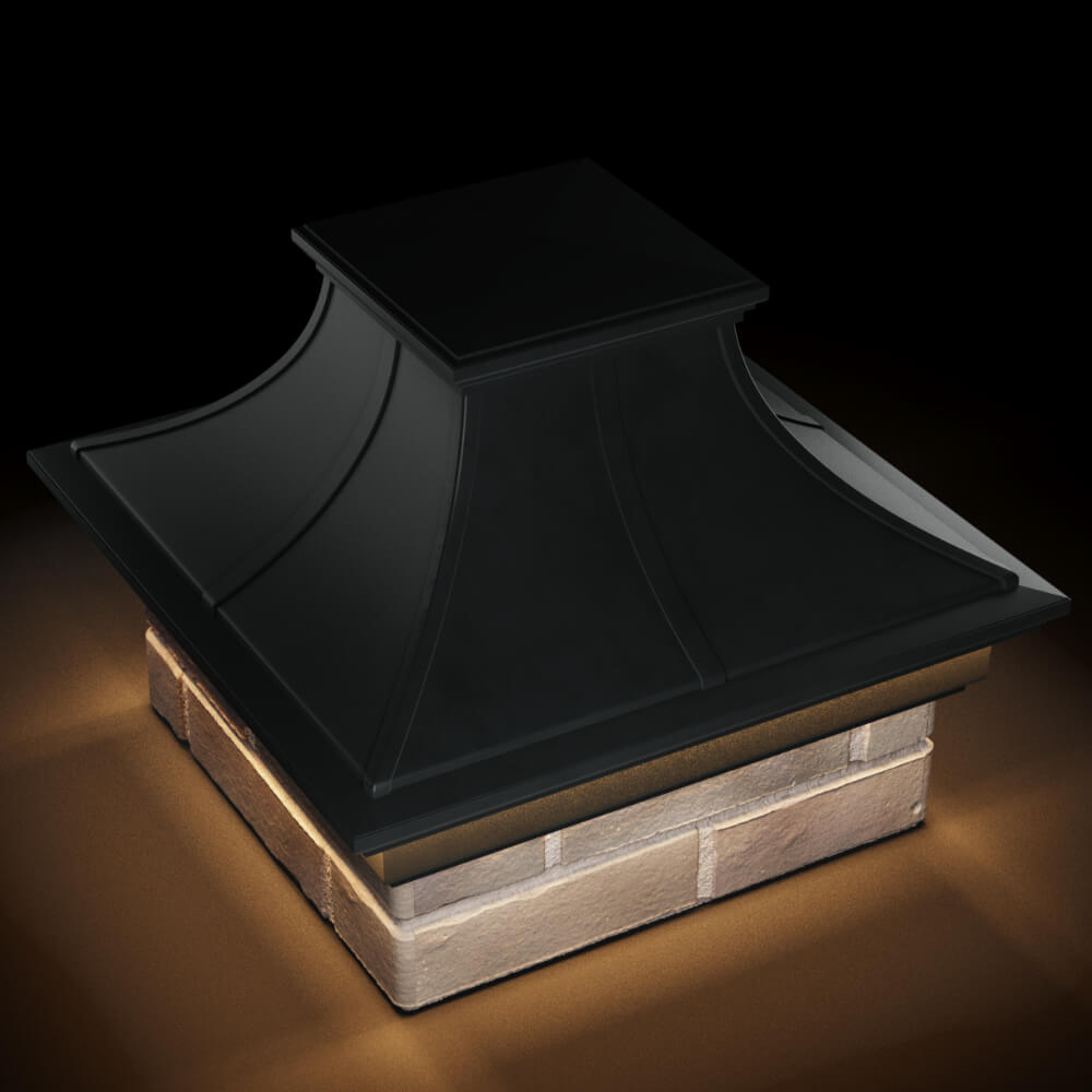 Колпак Zking Монблан Премиум Черный на столб 1.5х1.5 кирпича (385х385мм) с подсветкой в Брянске фото