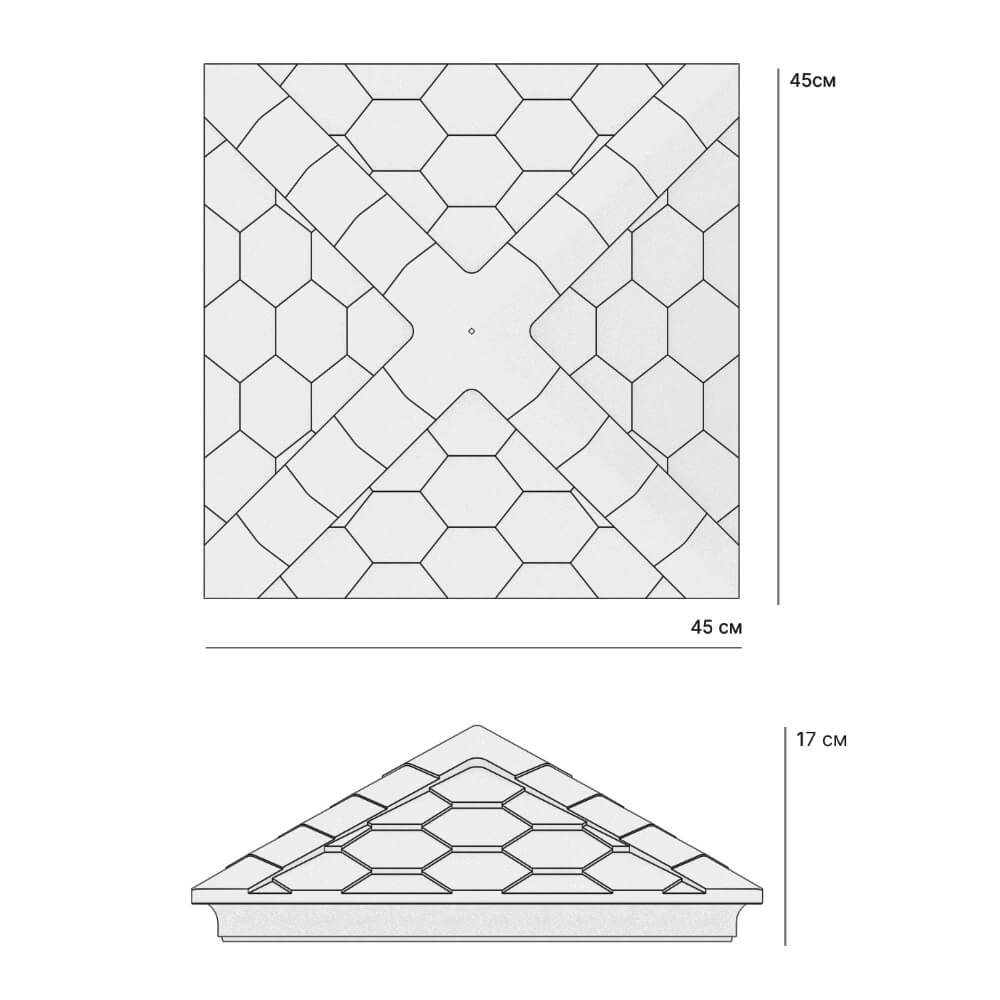 Колпак Zking Эверест Серый на столб 1.5х1.5 кирпича (390х390мм) в Брянске фото