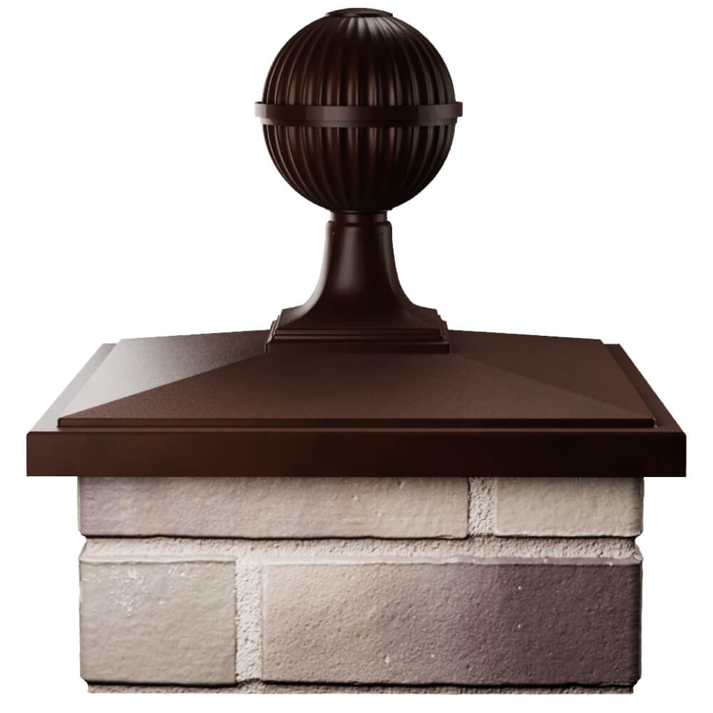 Колпак Zking БонаМоно Коричневый с шаром на столб 1.5х1.5 кирпича (385х385, 400х400мм) в сборе Брянск фото