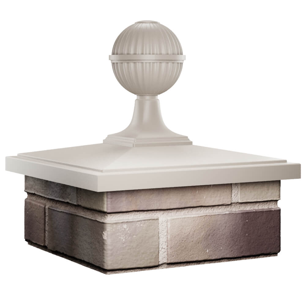 Колпак Zking БонаМоно Бежевый с шаром на столб 1.5х1.5 кирпича (385х385, 400х400мм) в сборе в Брянске фото