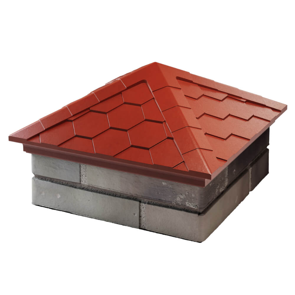 Колпак Zking Эверест Красный на столб 1.5х1.5 кирпича (390х390мм) в Брянске фото