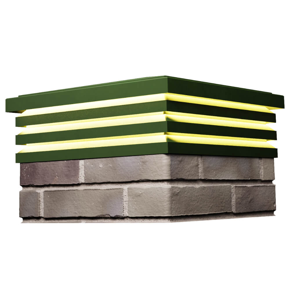 Колпак Zking Бона ХайТек Зеленый на столб 1.5х1.5 кирпича (385х385мм) с подсветкой в Брянске фото