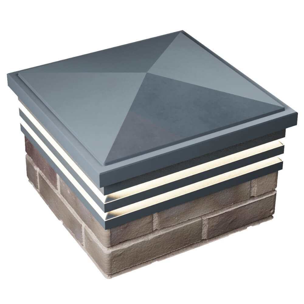 Колпак Zking Бона ХайТек Серый на столб 1.5х1.5 кирпича (385х385мм) с подсветкой в Брянске фото