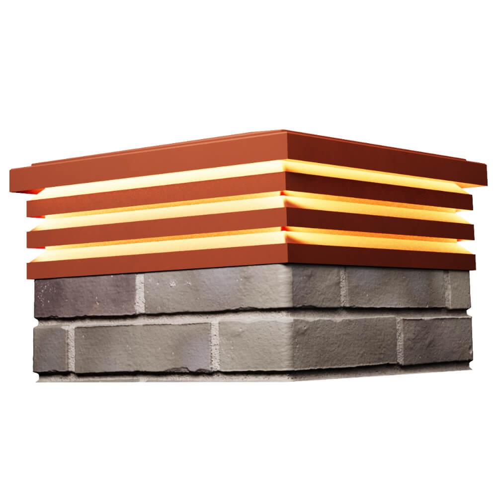 Колпак Zking Бона ХайТек Красный на столб 1.5х1.5 кирпича (385х385мм) с подсветкой в Брянске фото