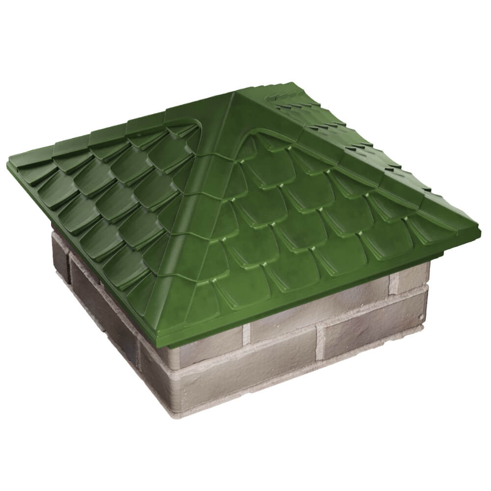 Колпак Zking Эльбрус Зеленый на столб 1.5х1.5 кирпича (385х385мм) в Брянске фото