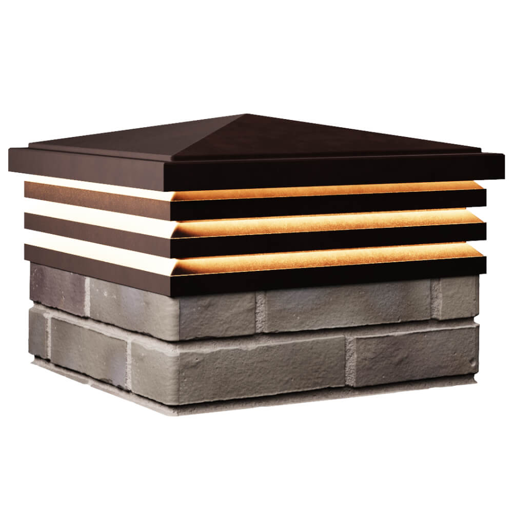 Колпак Zking Бона ХайТек Коричневый на столб 1.5х1.5 кирпича (385х385мм) с подсветкой в Брянске фото