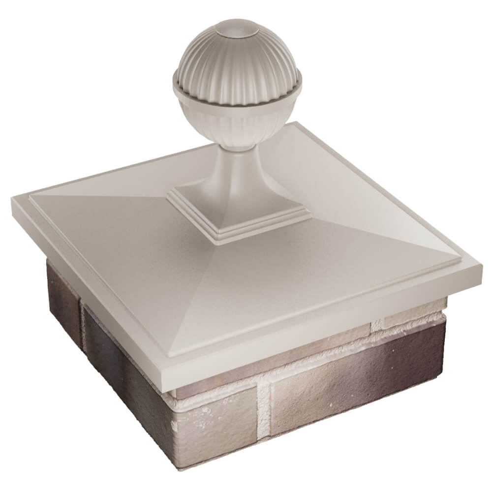 Колпак Zking БонаМоно Бежевый с шаром на столб 1.5х1.5 кирпича (385х385, 400х400мм) в сборе в Брянске фото