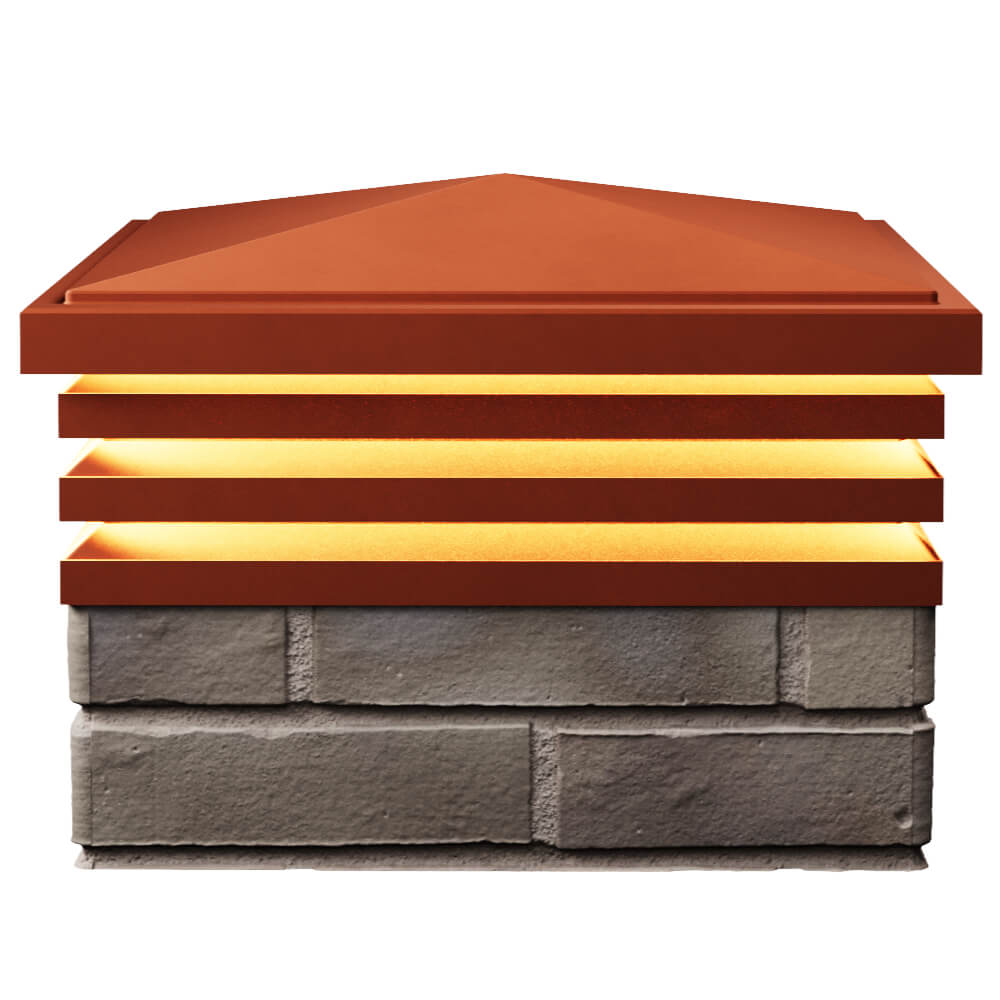 Колпак Zking Бона ХайТек Красный на столб 1.5х1.5 кирпича (385х385мм) с подсветкой в Брянске фото