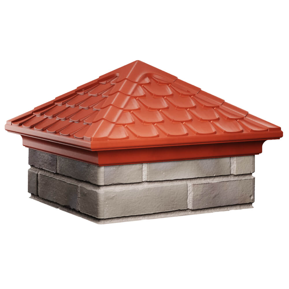 Колпак Zking Эльбрус Красный на столб 1.5х1.5 кирпича (385х385мм) в Брянске фото