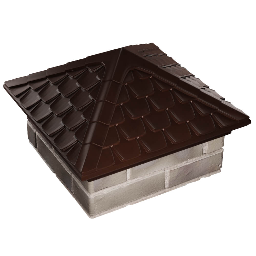 Колпак Zking Эльбрус Коричневый на столб 1.5х1.5 кирпича (385х385мм) в Брянске фото