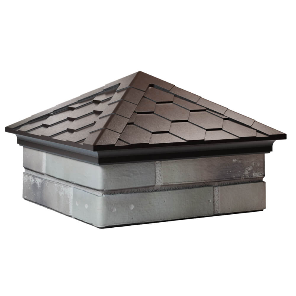 Колпак Zking Эверест Коричневый на столб 1.5х1.5 кирпича (390х390мм) в Брянске фото