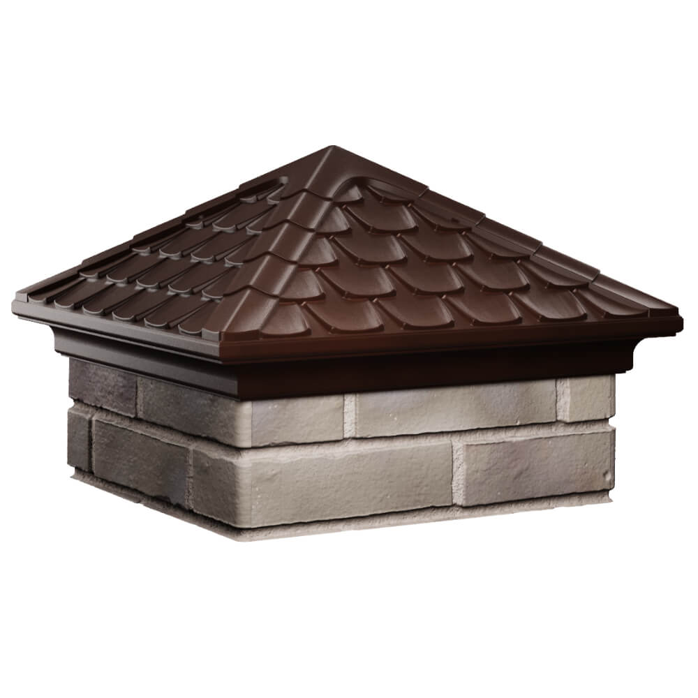 Колпак Zking Эльбрус Коричневый на столб 1.5х1.5 кирпича (385х385мм) в Брянске фото