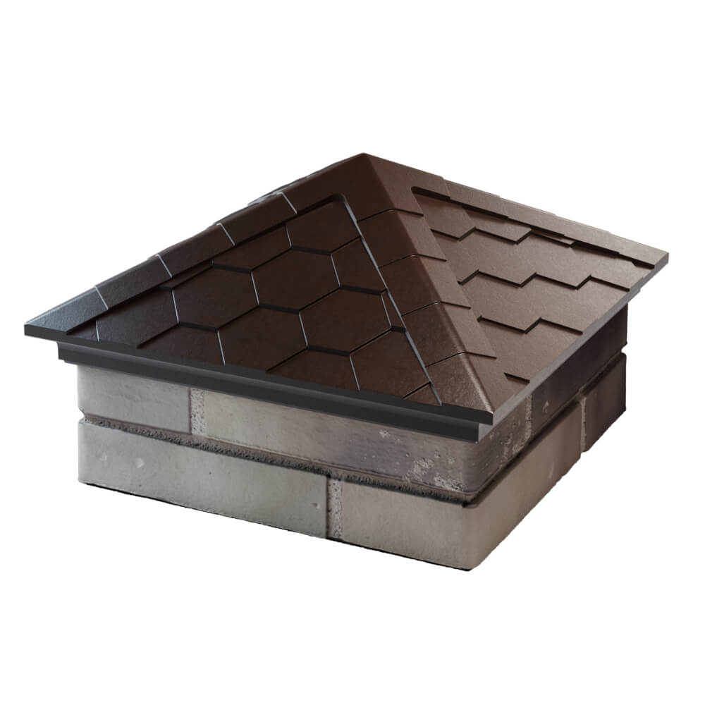 Колпак Zking Эверест Коричневый на столб 1.5х1.5 кирпича (390х390мм) в Брянске фото